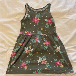 Floral Sleeveless Kids Dress - Green and Pink
